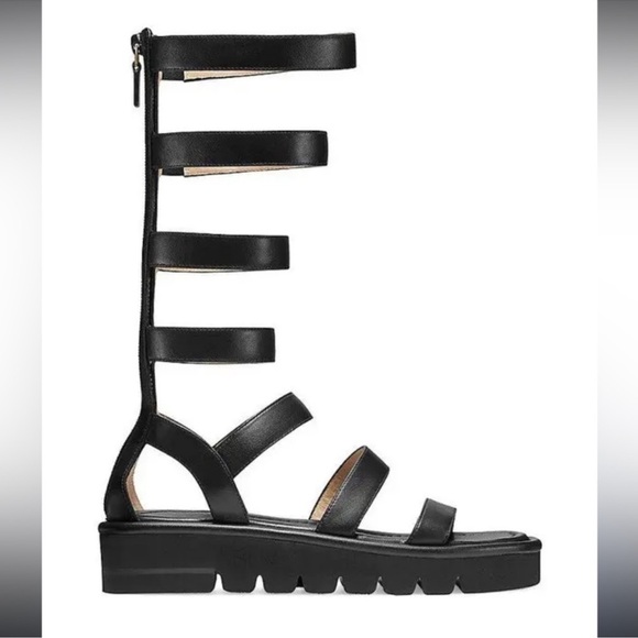 Stuart Weitzman 7 Gala Lift Tall Gladiator Sandal Black - Picture 1 of 10